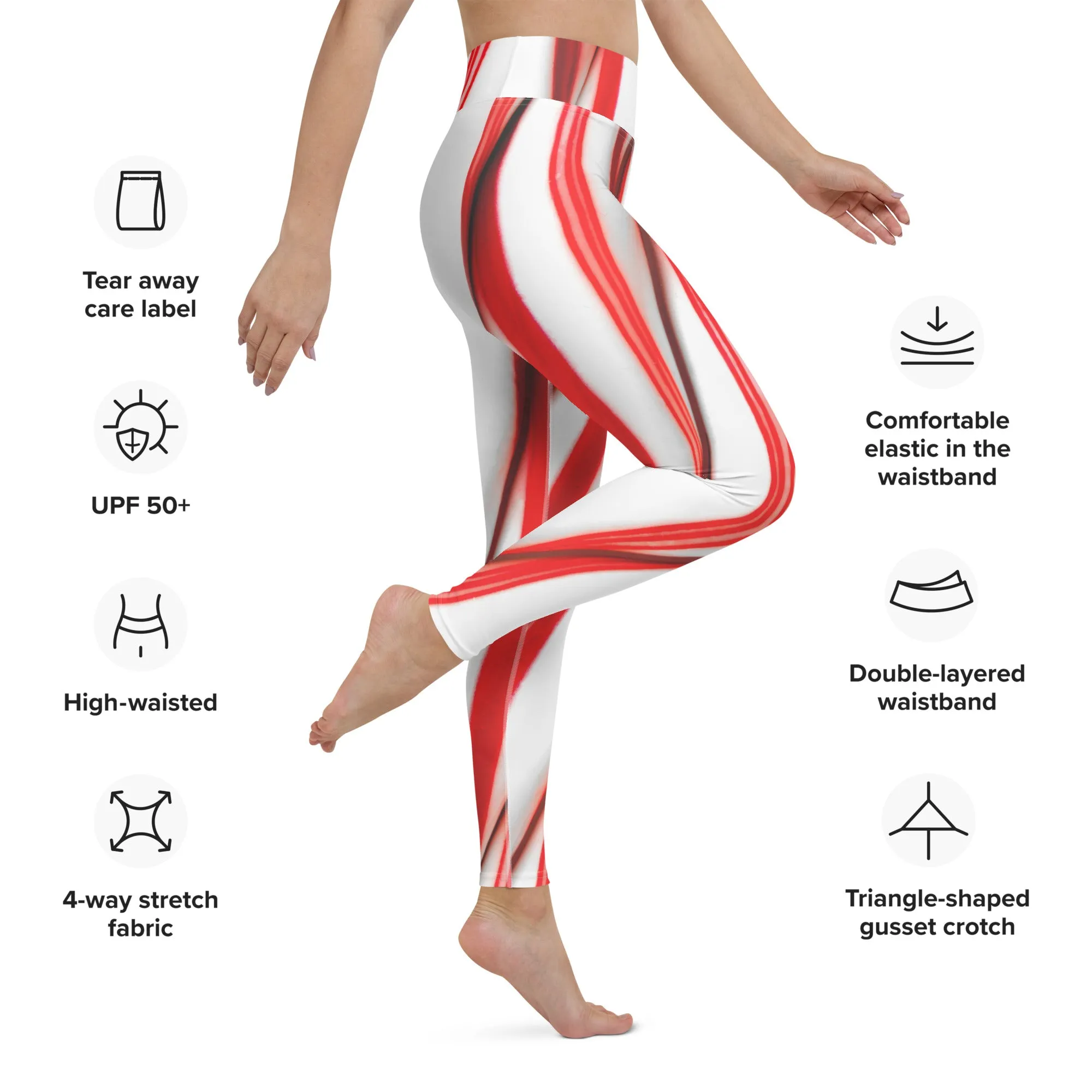 3D Candy Cane Yoga Leggings