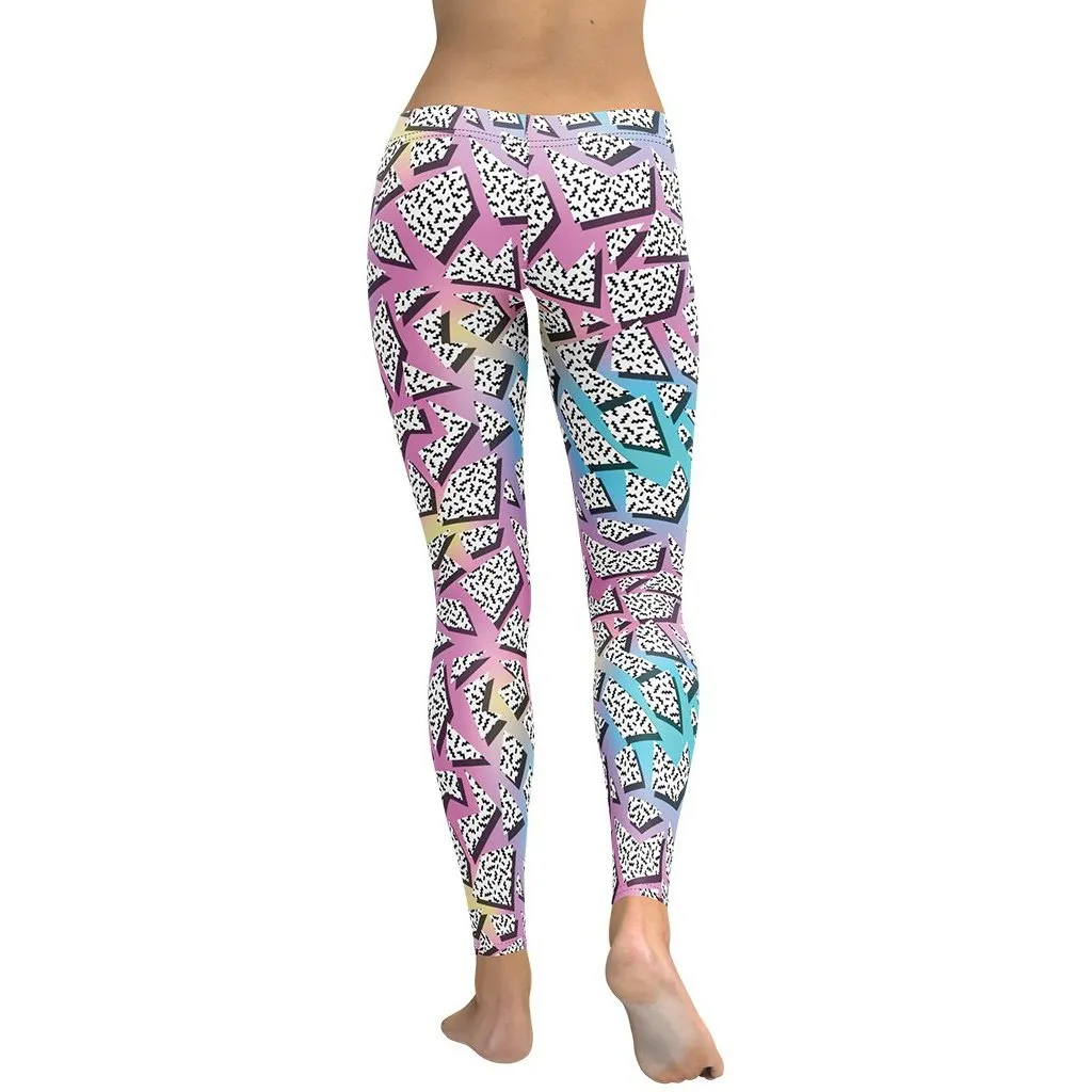 3D Neon Geometric Leggings