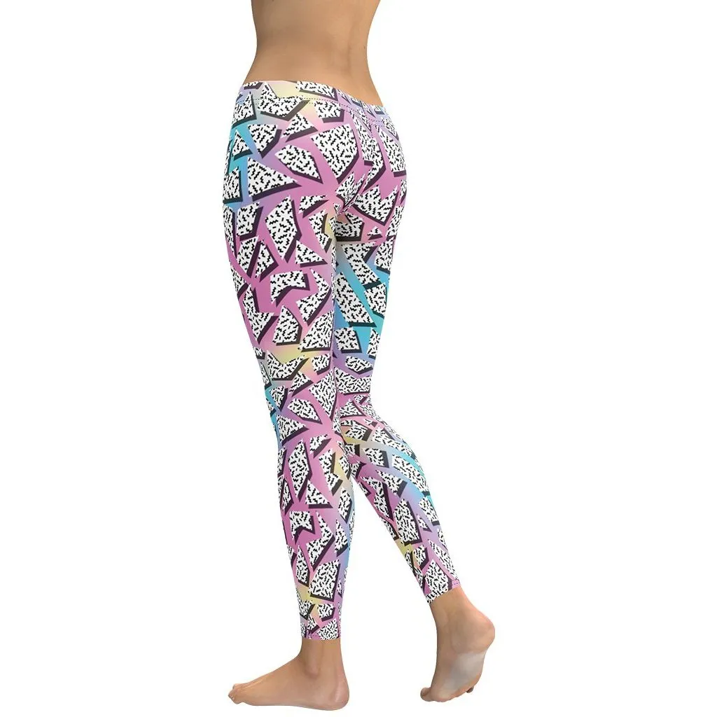 3D Neon Geometric Leggings