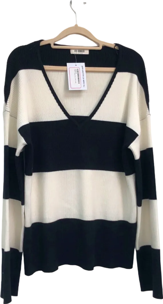 4th   Reckless Black and White Stripe Jumper UK 8