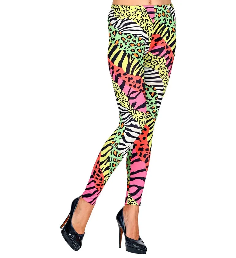 80s Neon Multicoloured Leopard Print Leggings