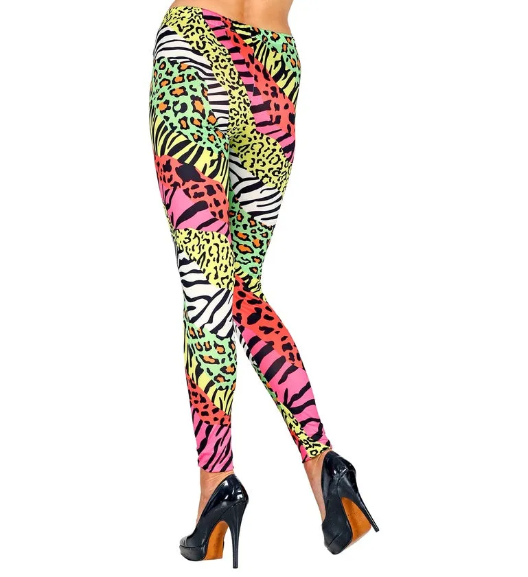 80s Neon Multicoloured Leopard Print Leggings