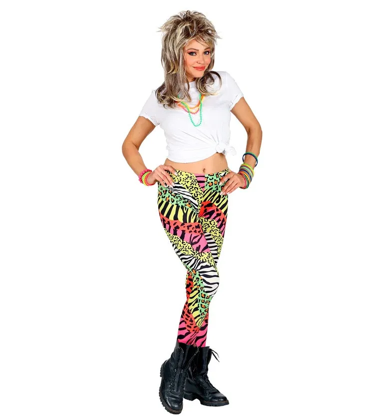 80s Neon Multicoloured Leopard Print Leggings