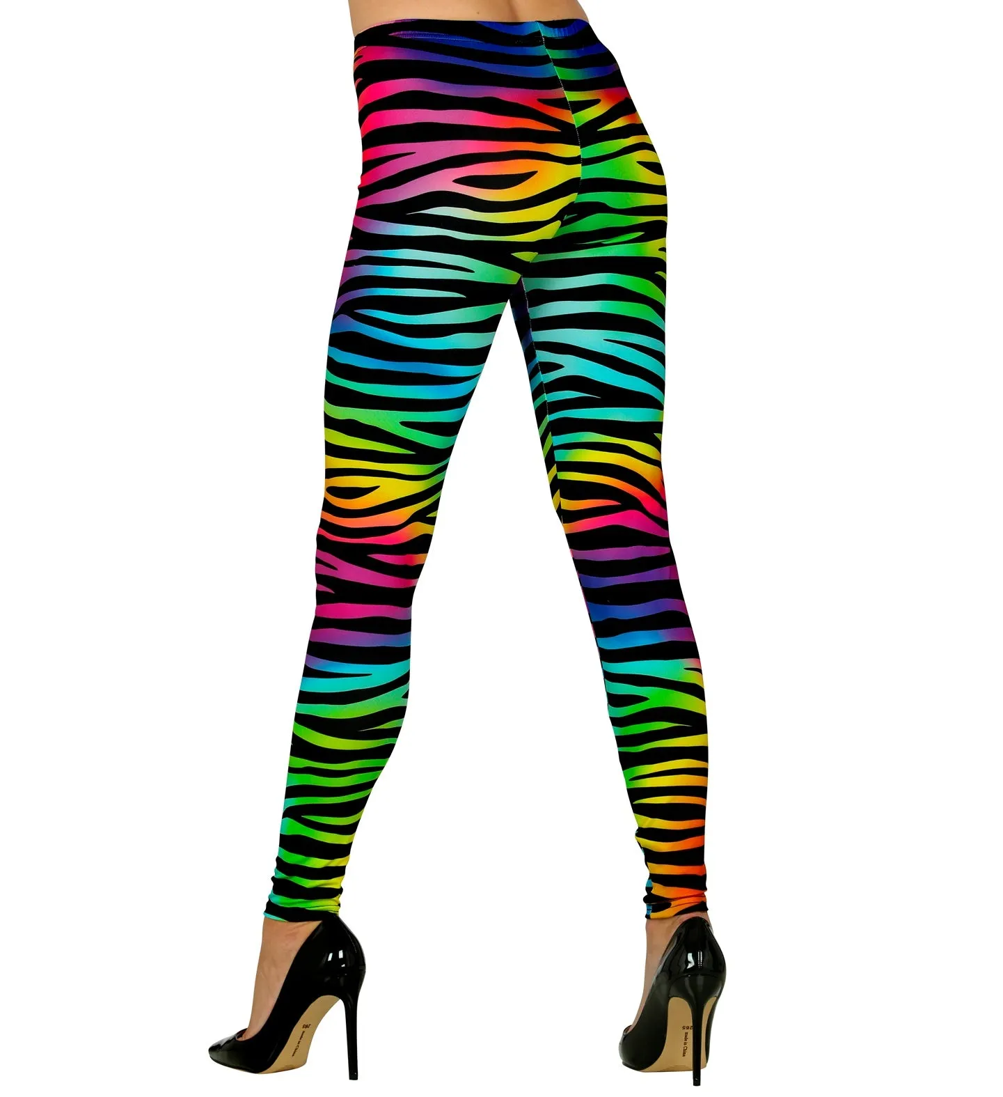 80s Neon Multicoloured Zebra Print Leggings