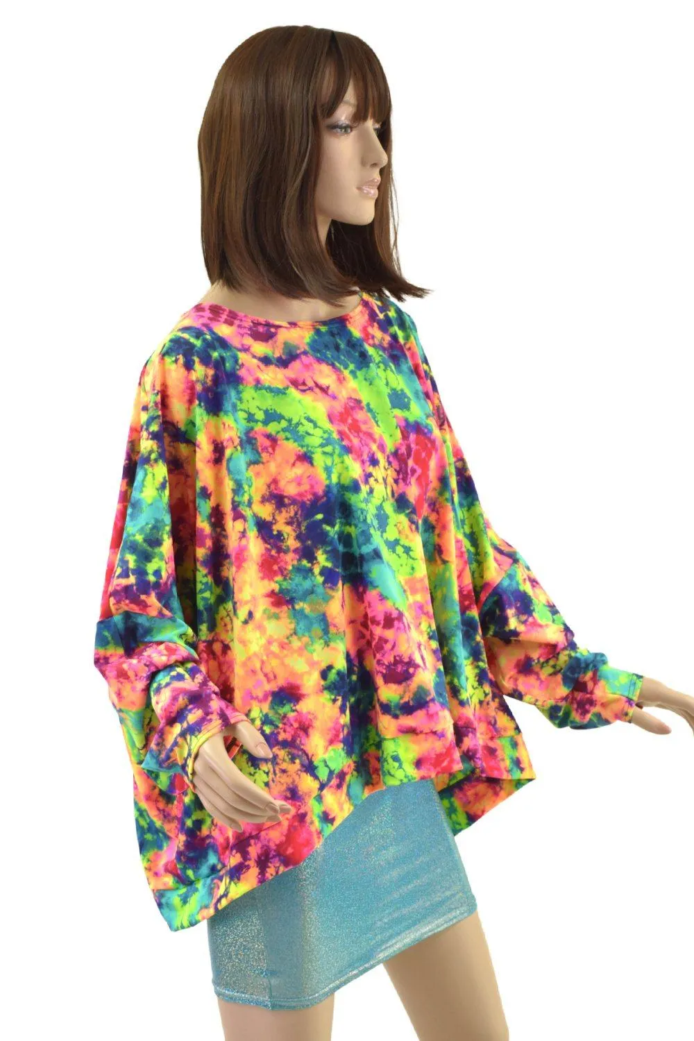 Acid Splash Long Sleeve Pullover Poncho