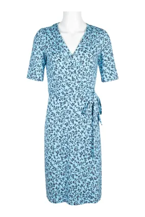 Adrianna Papell Surplice Neck Short Sleeve Floral Print Tie Side Rayon Jersey Faux Wrap Dress - Wholesale