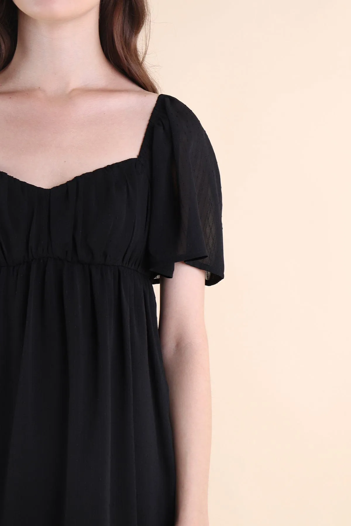 ALLIE SLEEVED BABYDOLL DRESS IN BLACK