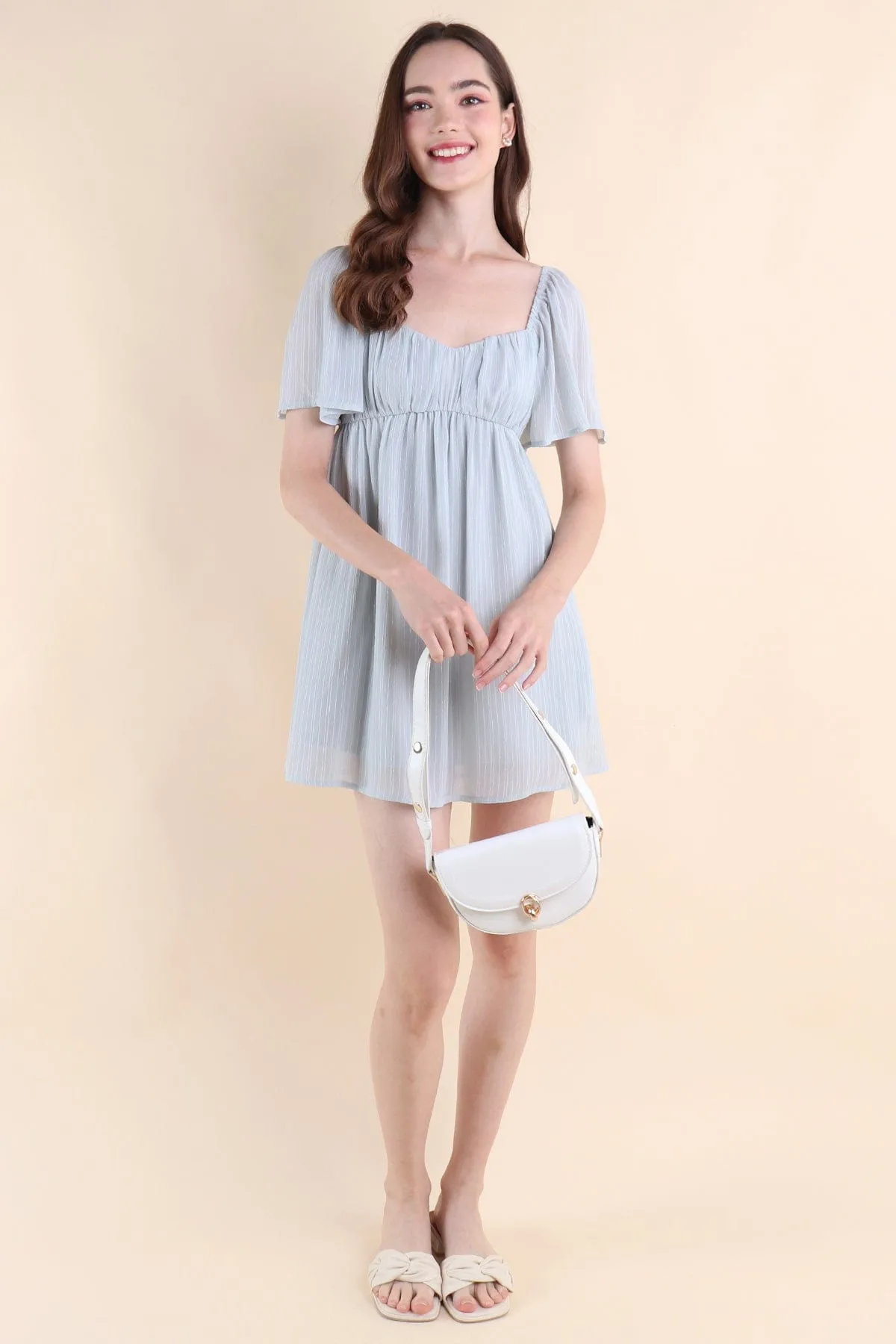 ALLIE SLEEVED BABYDOLL DRESS IN BLUE