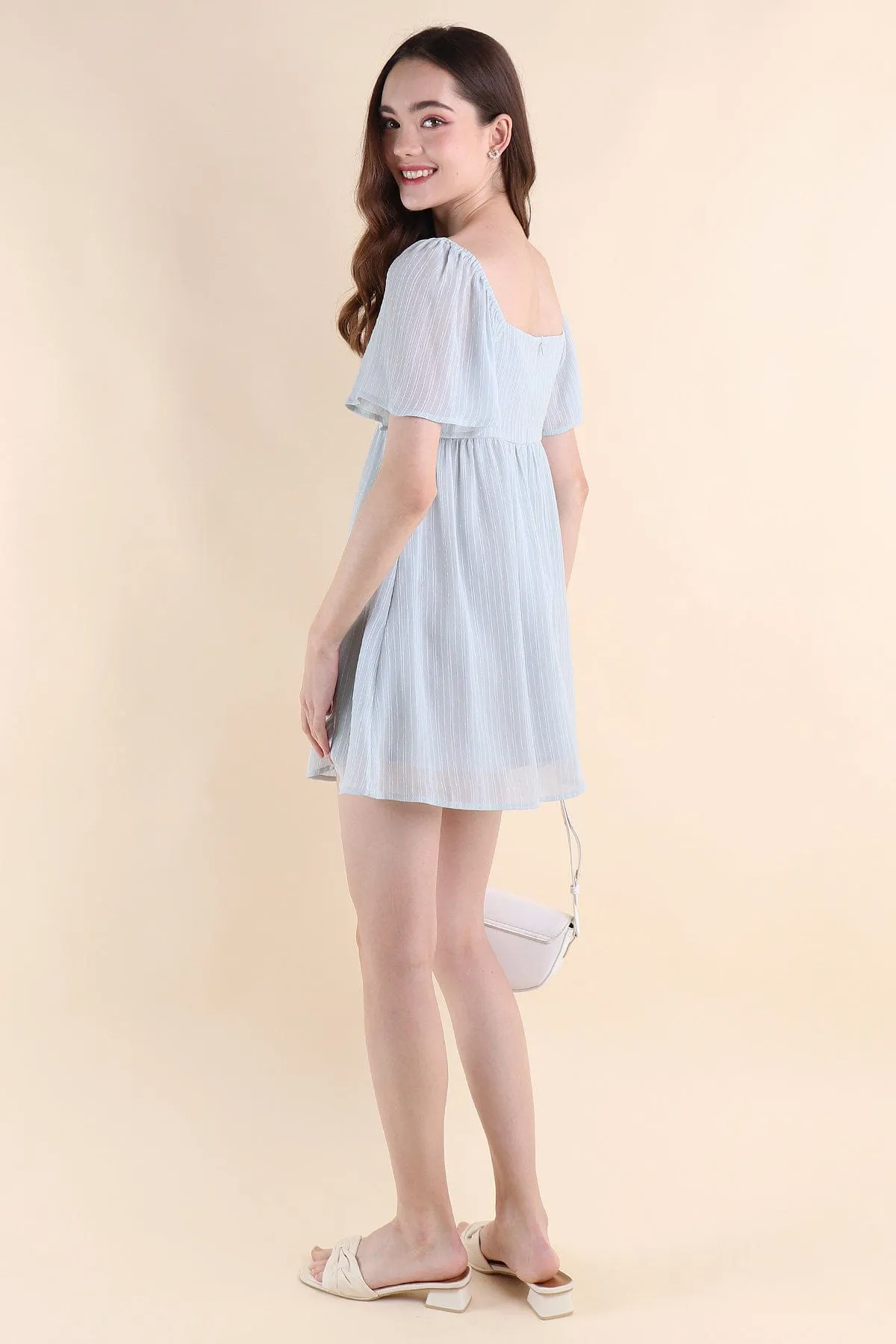 ALLIE SLEEVED BABYDOLL DRESS IN BLUE