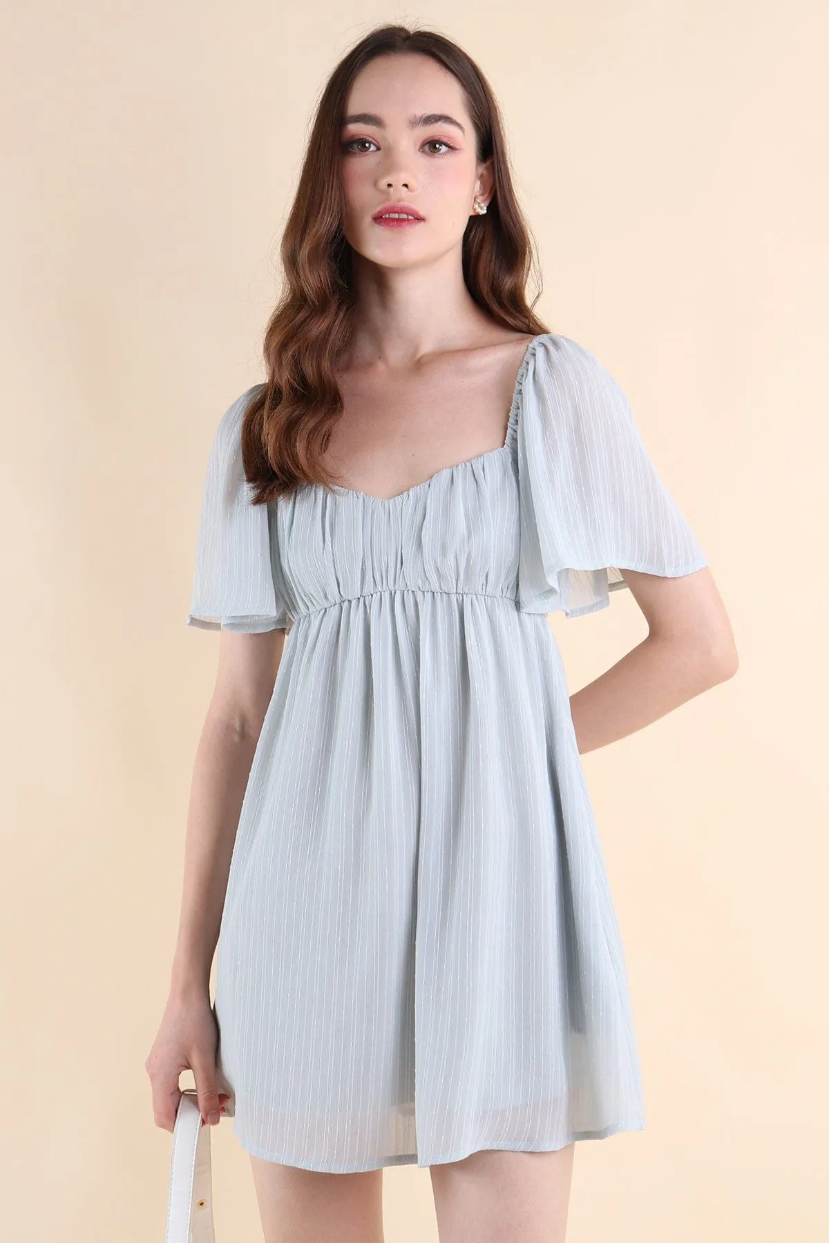 ALLIE SLEEVED BABYDOLL DRESS IN BLUE