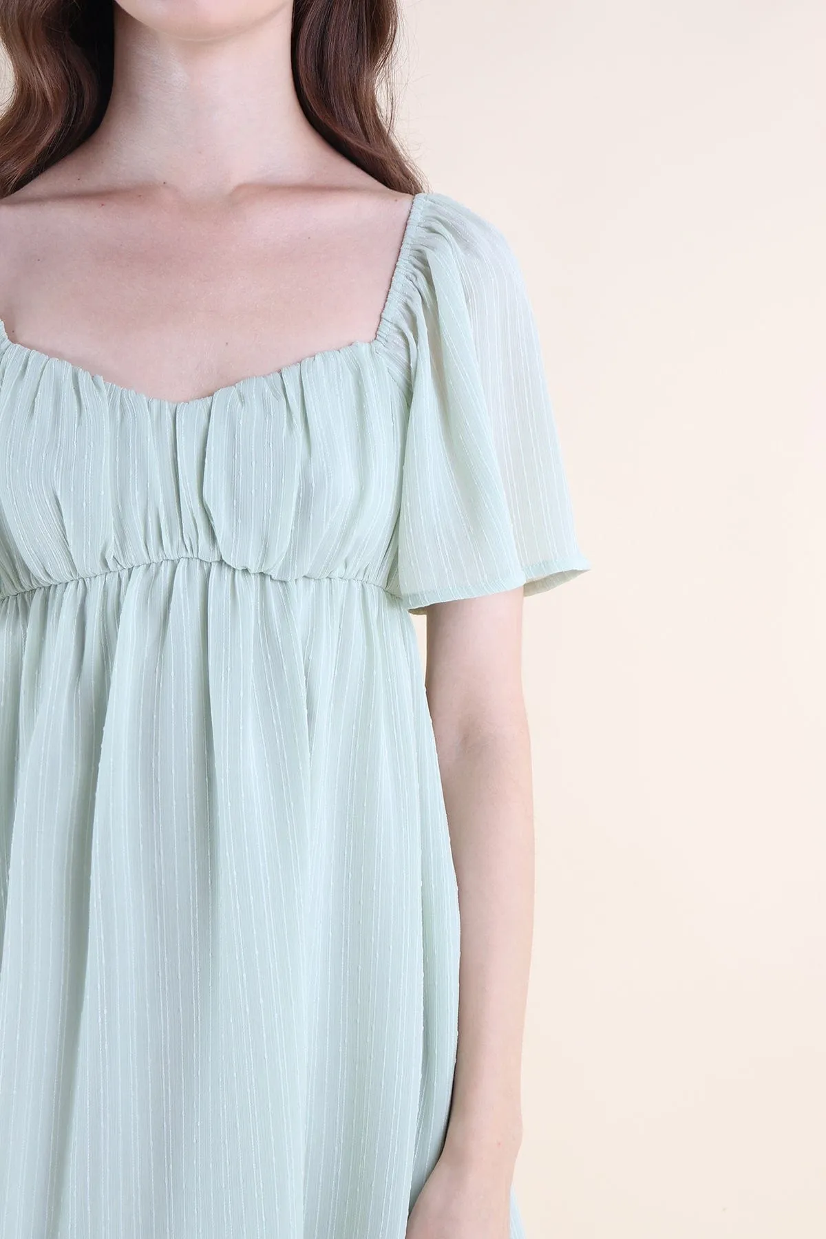 ALLIE SLEEVED BABYDOLL DRESS IN SAGE