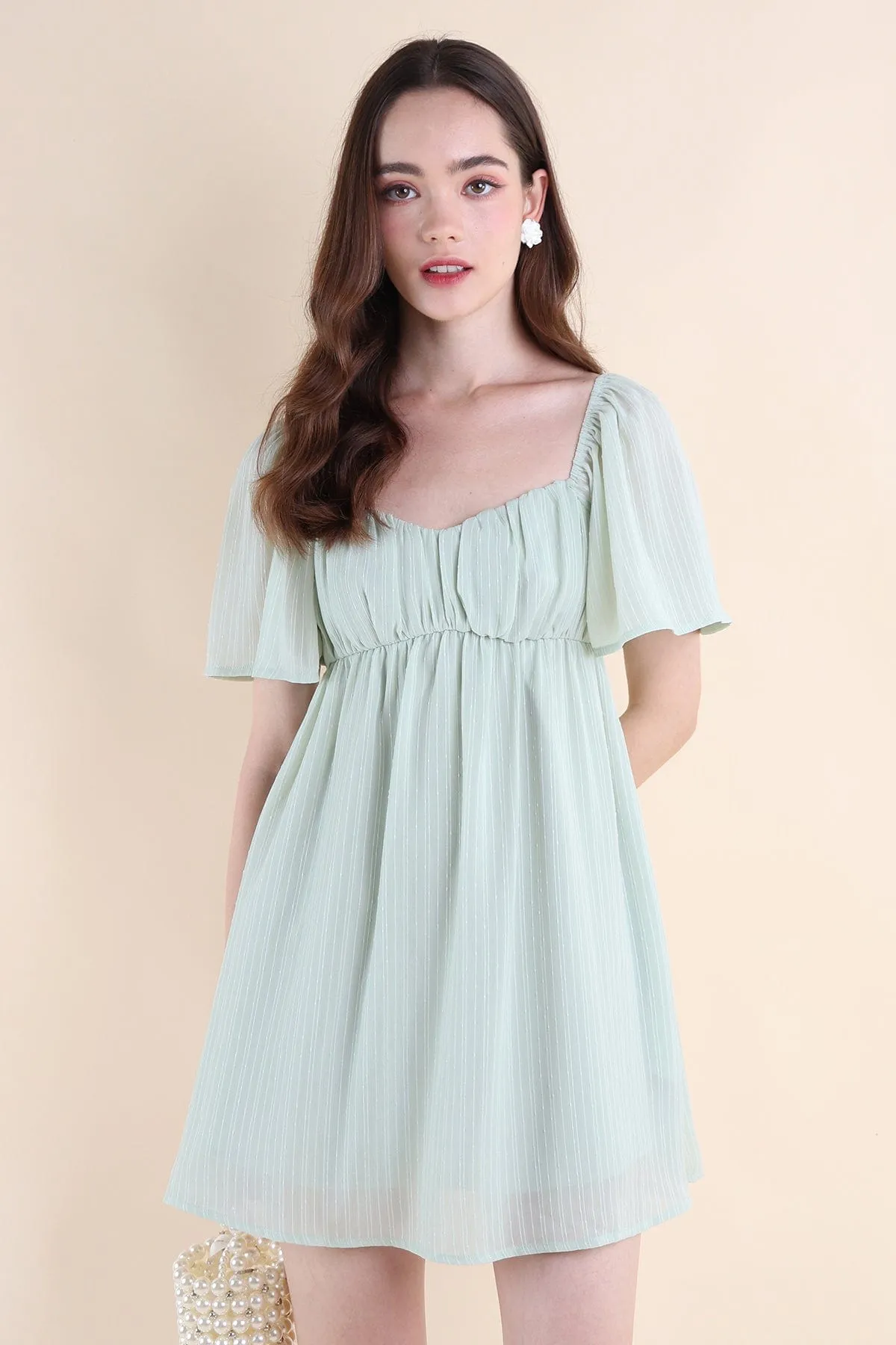 ALLIE SLEEVED BABYDOLL DRESS IN SAGE