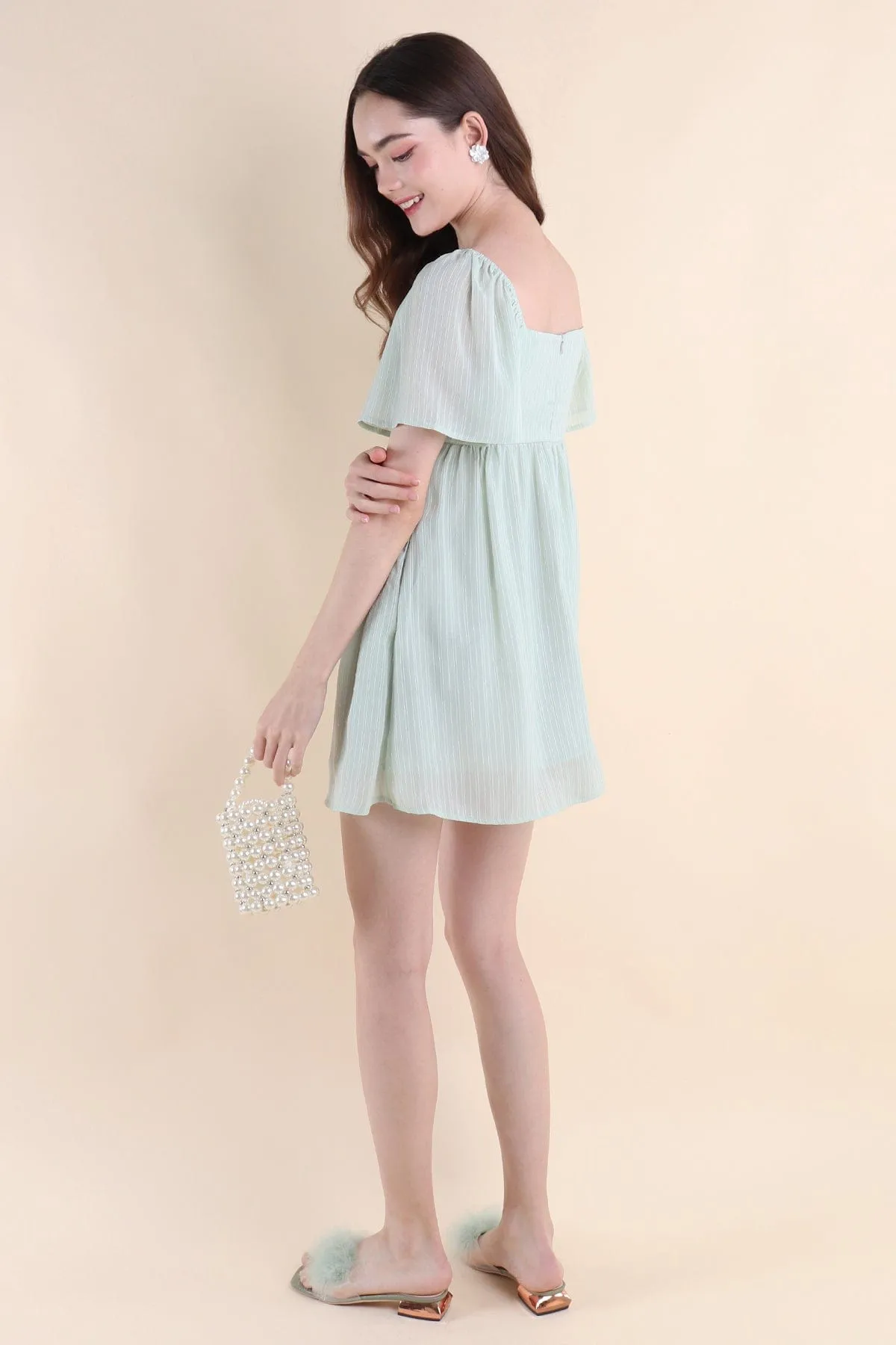 ALLIE SLEEVED BABYDOLL DRESS IN SAGE