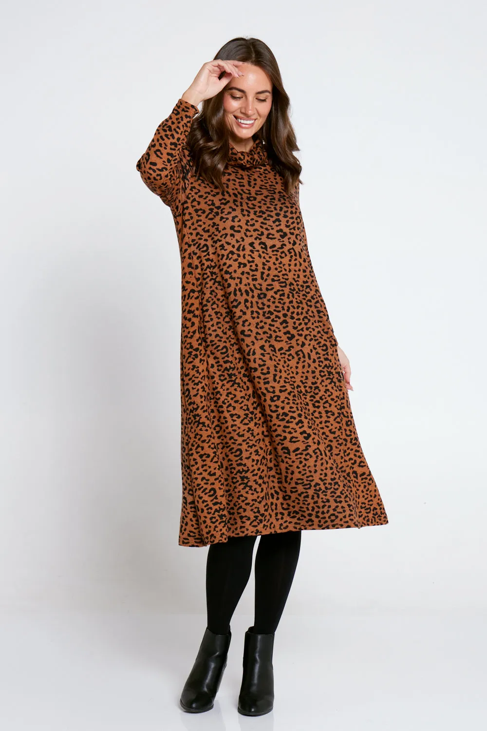 Astrid Tunic Dress - Brown Animal