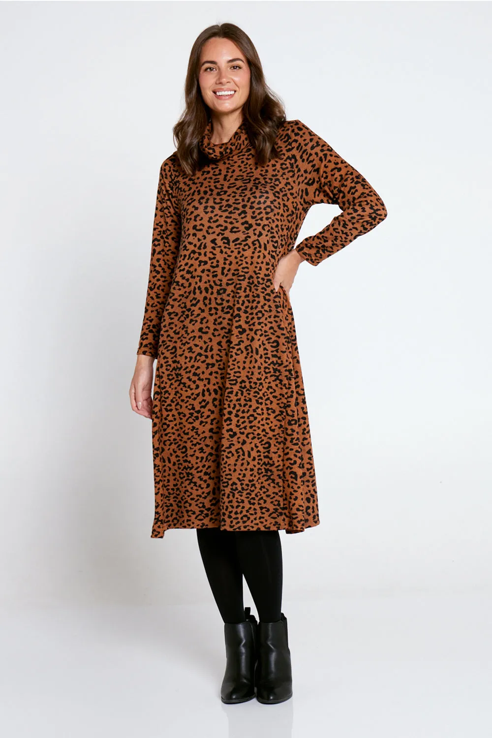 Astrid Tunic Dress - Brown Animal