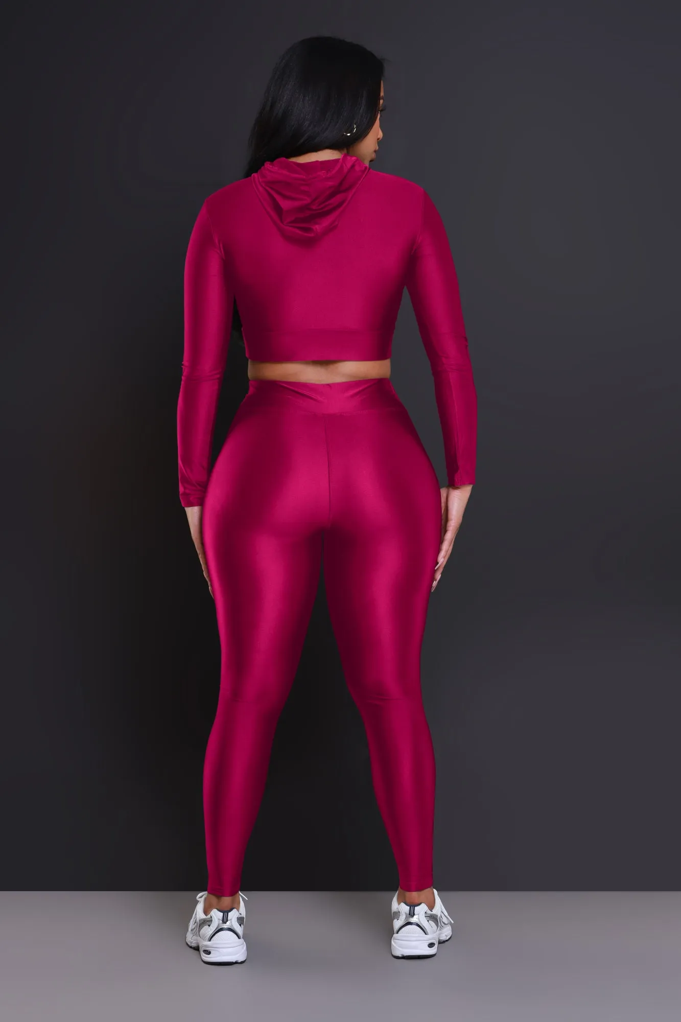 Big Ego Cropped Hooded Legging Set - Neon Fuchsia