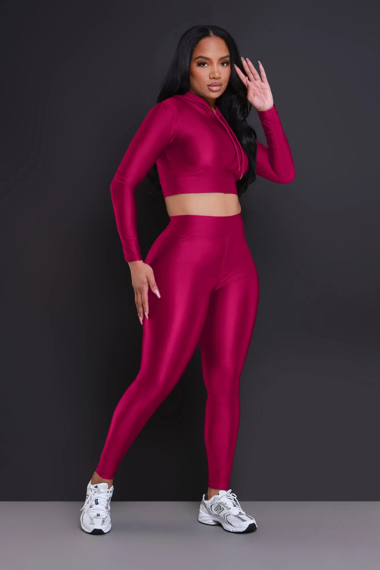 Big Ego Cropped Hooded Legging Set - Neon Fuchsia