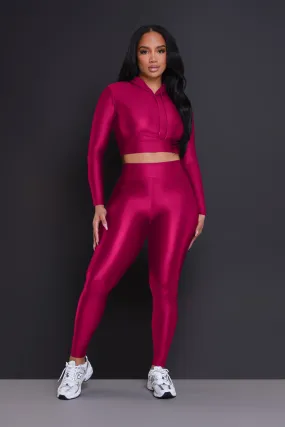 Big Ego Cropped Hooded Legging Set - Neon Fuchsia