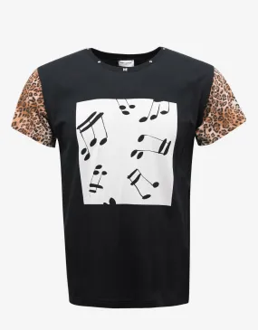 Black Graphic Leopard Sleeves T Shirt