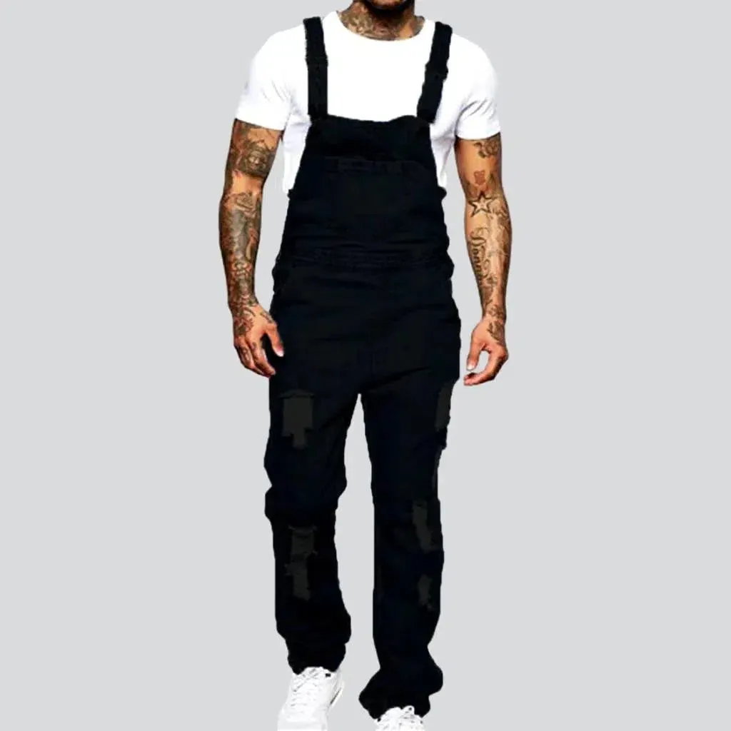 Black slim men's jean overall