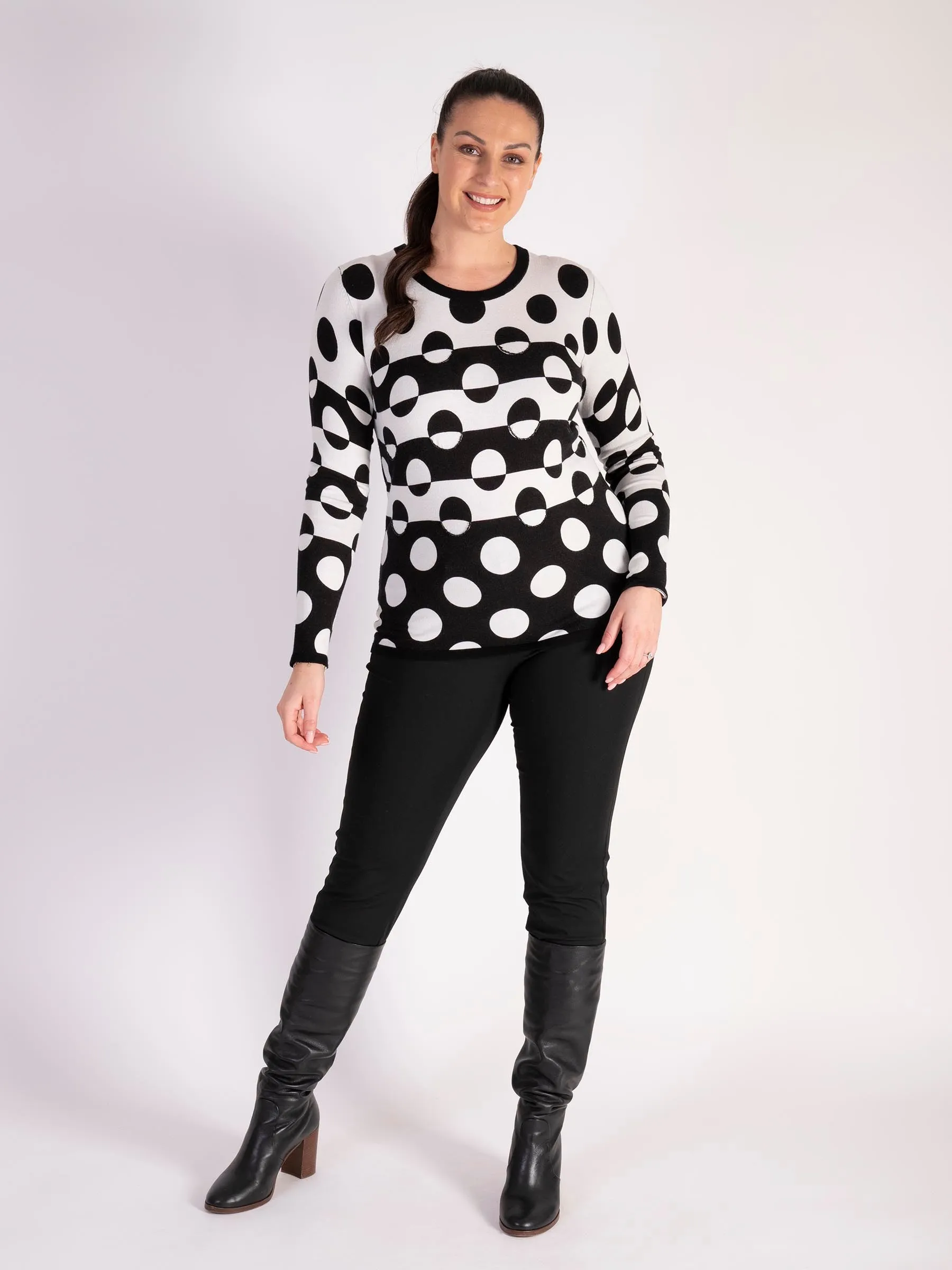 Black/White Beaded Dotted Jumper