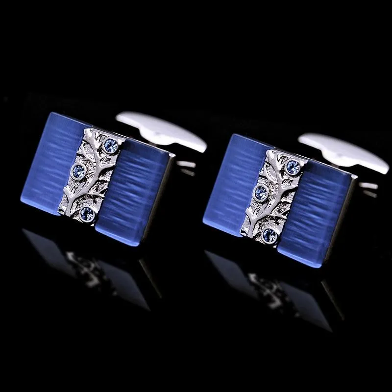 BLUE SILVER CUFFLINKS