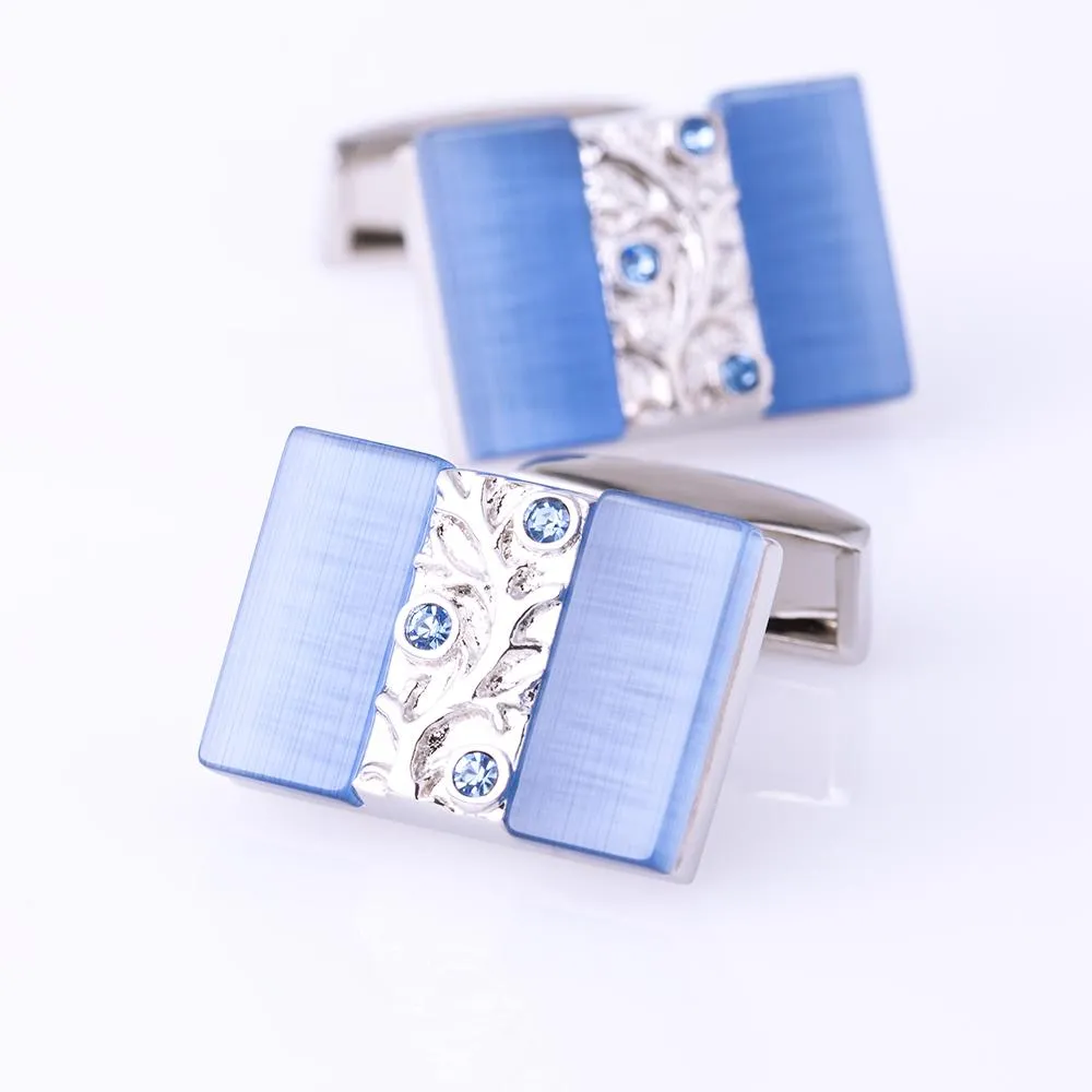 BLUE SILVER CUFFLINKS