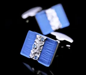 BLUE SILVER CUFFLINKS