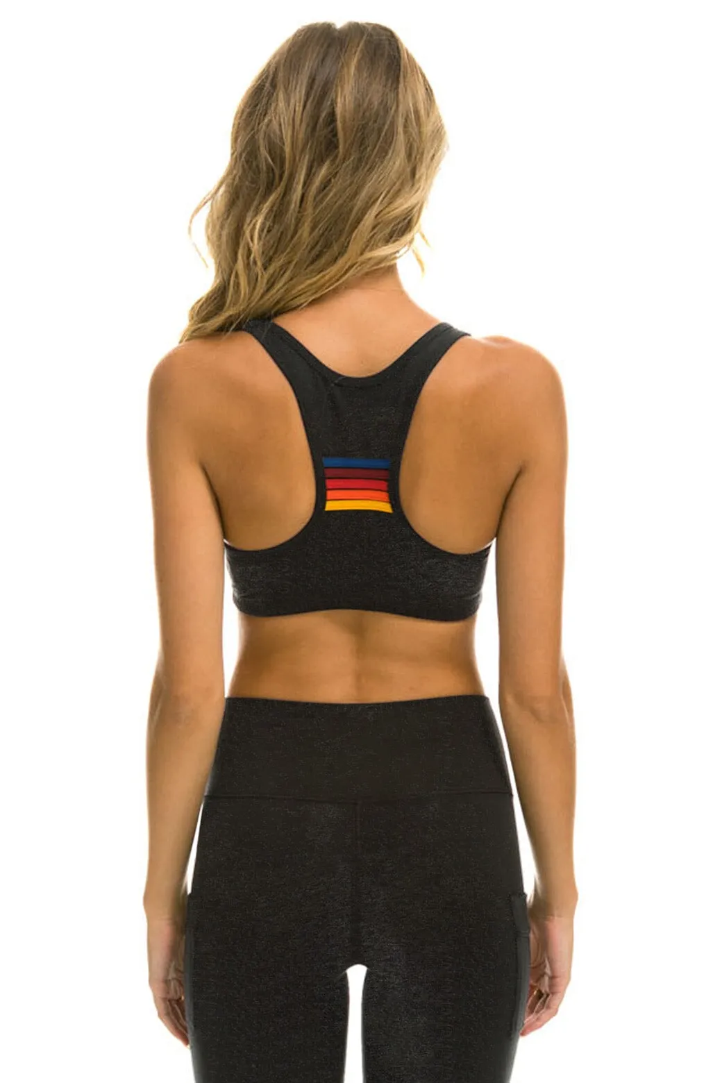 BOLT EMBROIDERY SPORTS BRA - CHARCOAL