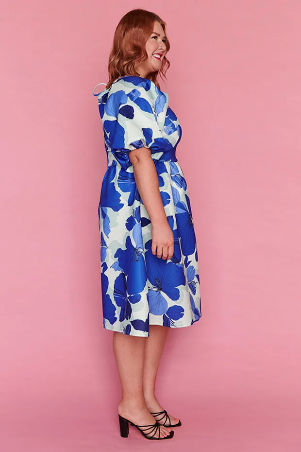 Bosa Blue Hibiscus Party Dress