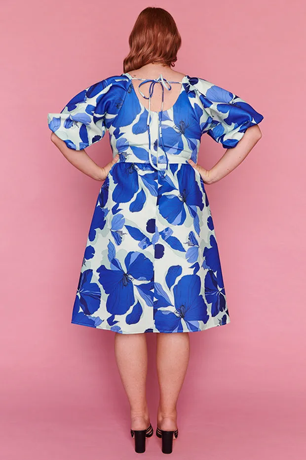 Bosa Blue Hibiscus Party Dress