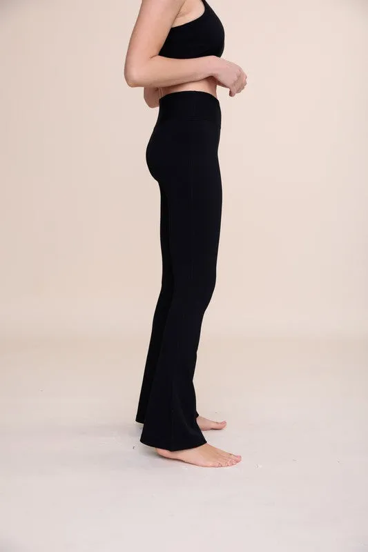 BRONZE - Ribbed Flare High-Waist Leggings