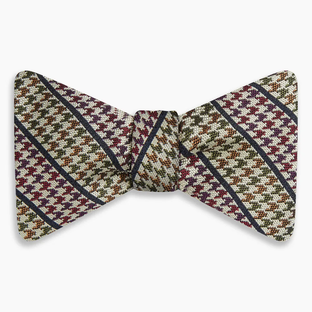 Brown Puppytooth Stripe Silk Bow Tie