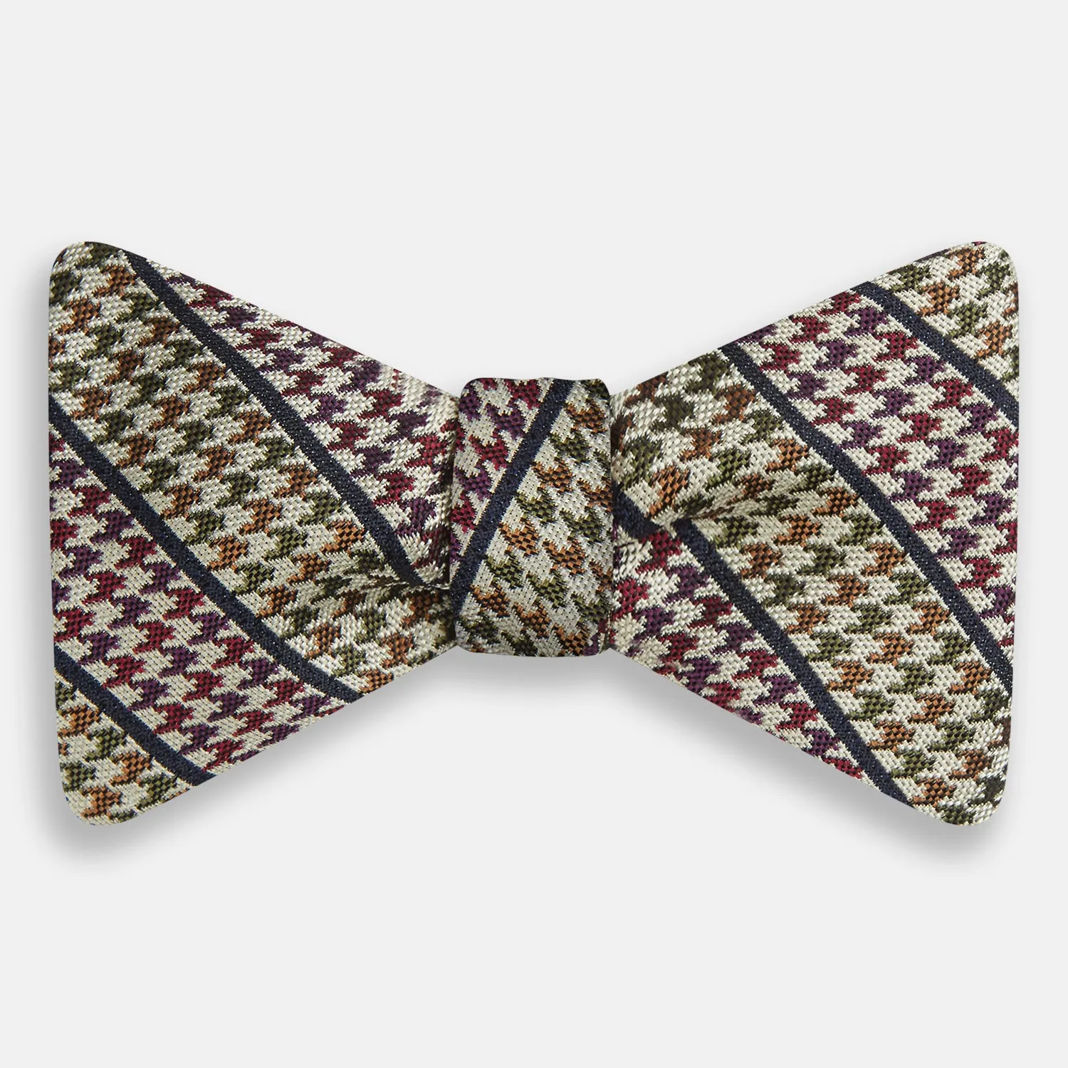 Brown Puppytooth Stripe Silk Bow Tie