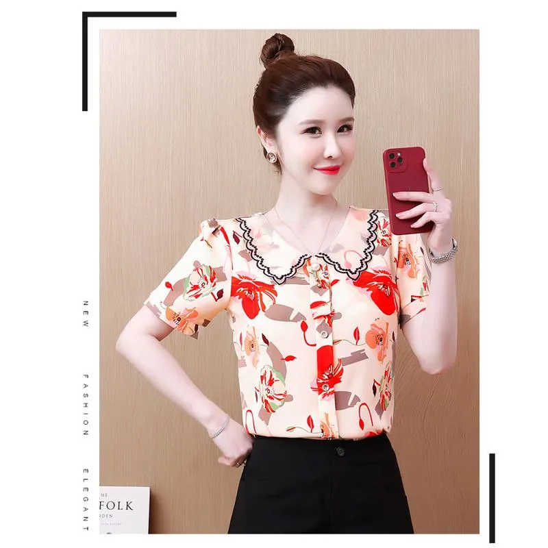 Butterfly Print Chiffon Chic Versatile Shirt