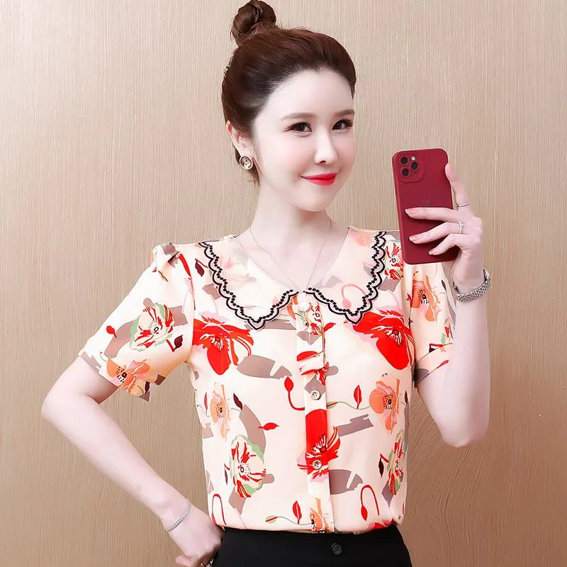 Butterfly Print Chiffon Chic Versatile Shirt