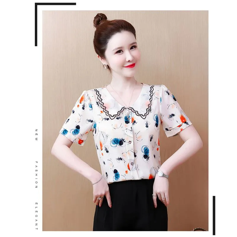 Butterfly Print Chiffon Chic Versatile Shirt