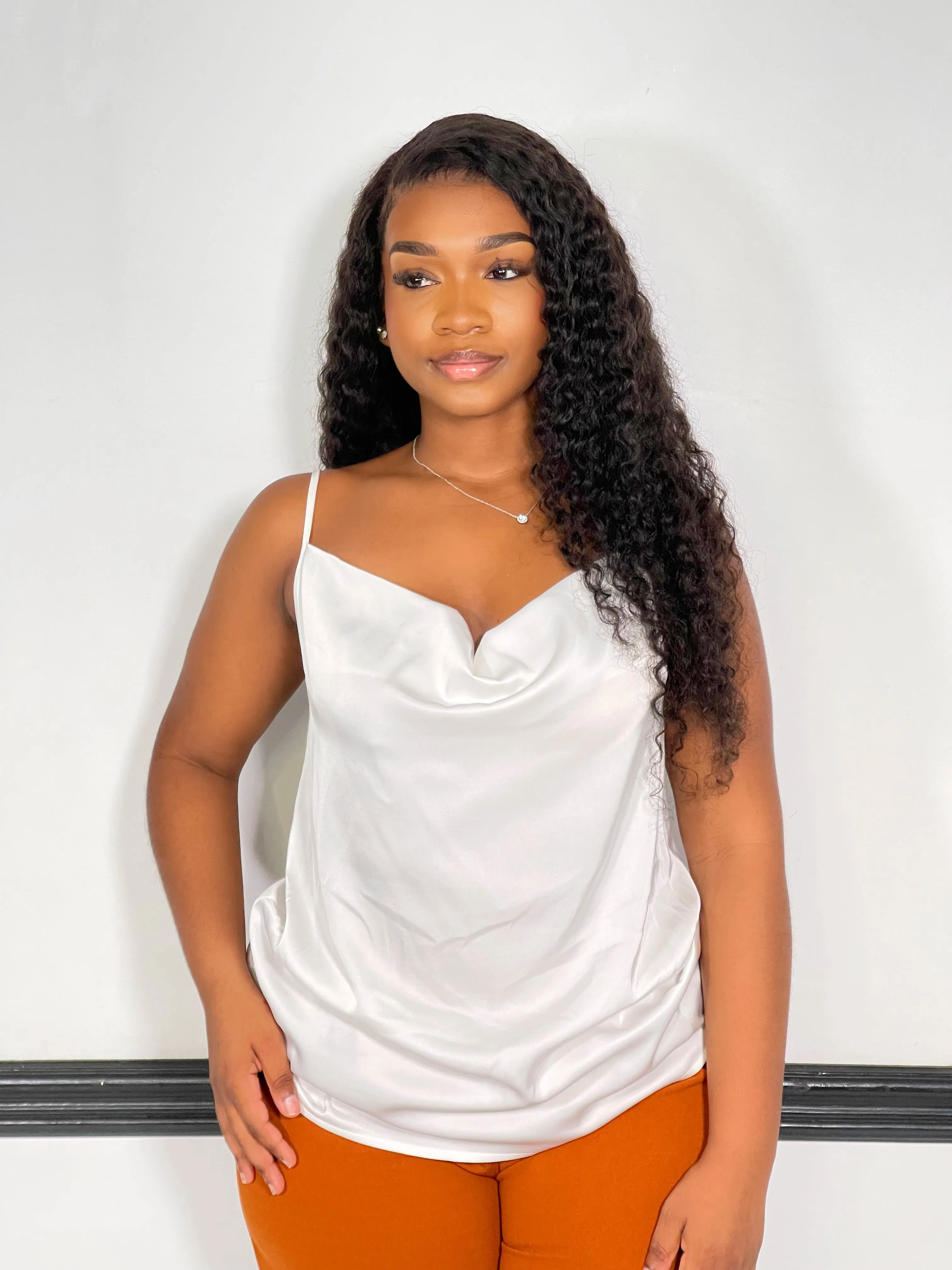 Cade Satin Cowl Neck Cami Top-Ivory(RESTOCKED)