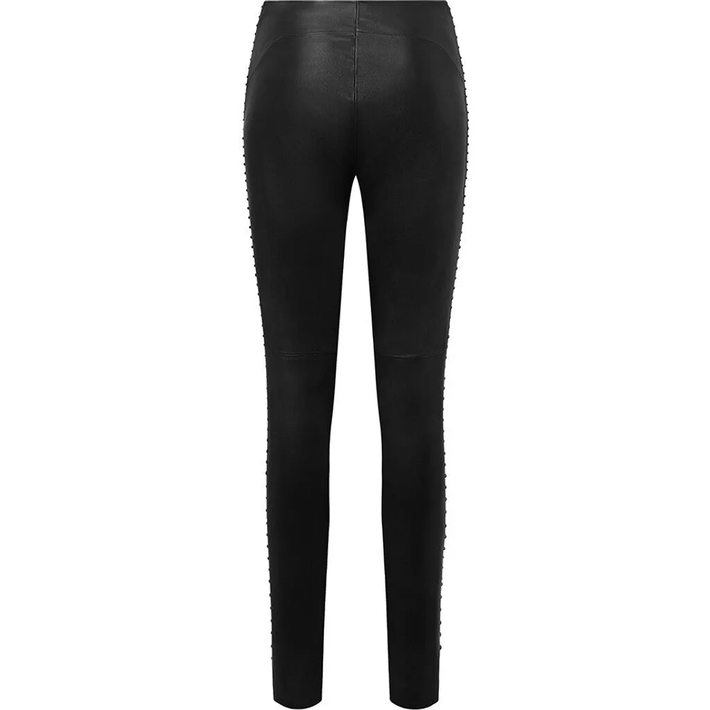 Caisey leather leggings with rivets / 51010 - Black (Nero)