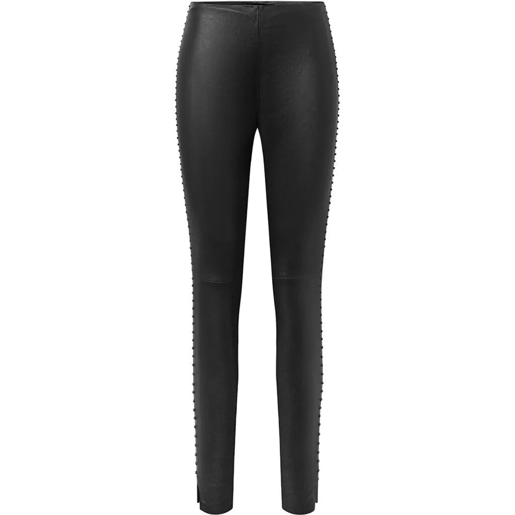 Caisey leather leggings with rivets / 51010 - Black (Nero)