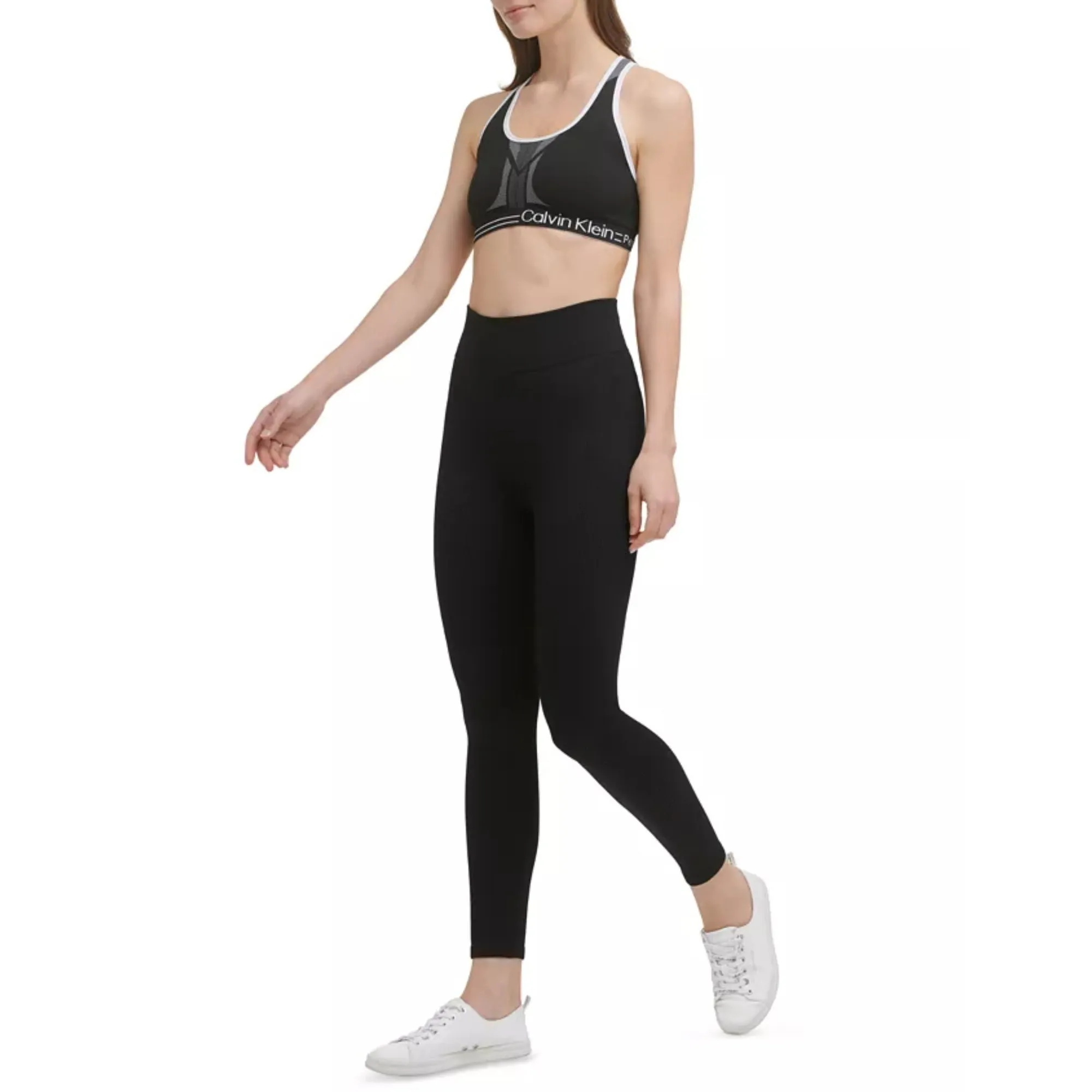 Calvin Klein Performance Women's High Rise Ribbed Texture Active 7/8 Leggings