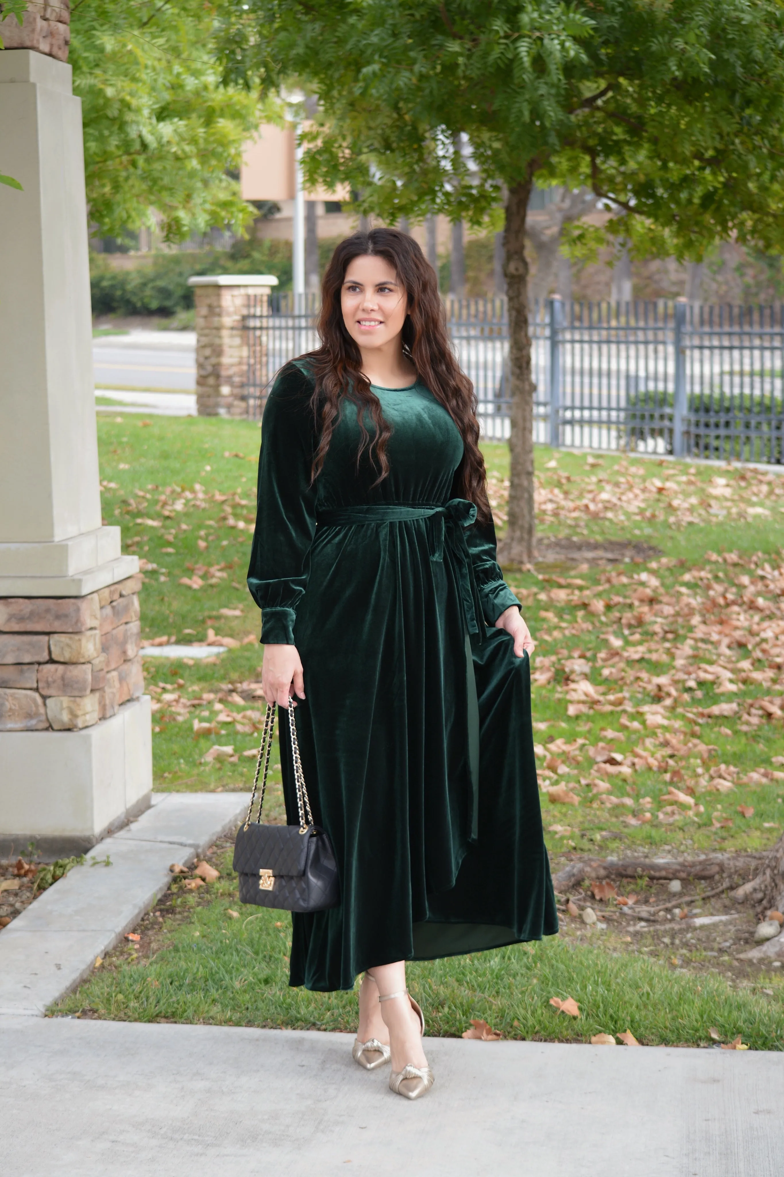 Cameo Emerald Green Velvet Maxi Dress