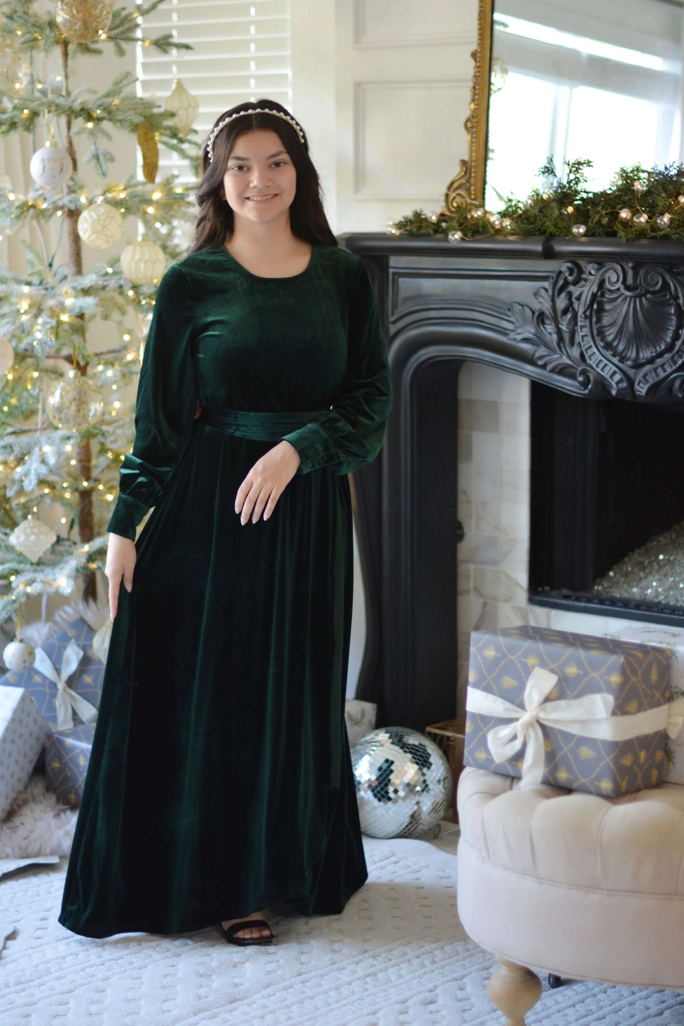 Cameo Emerald Green Velvet Maxi Dress