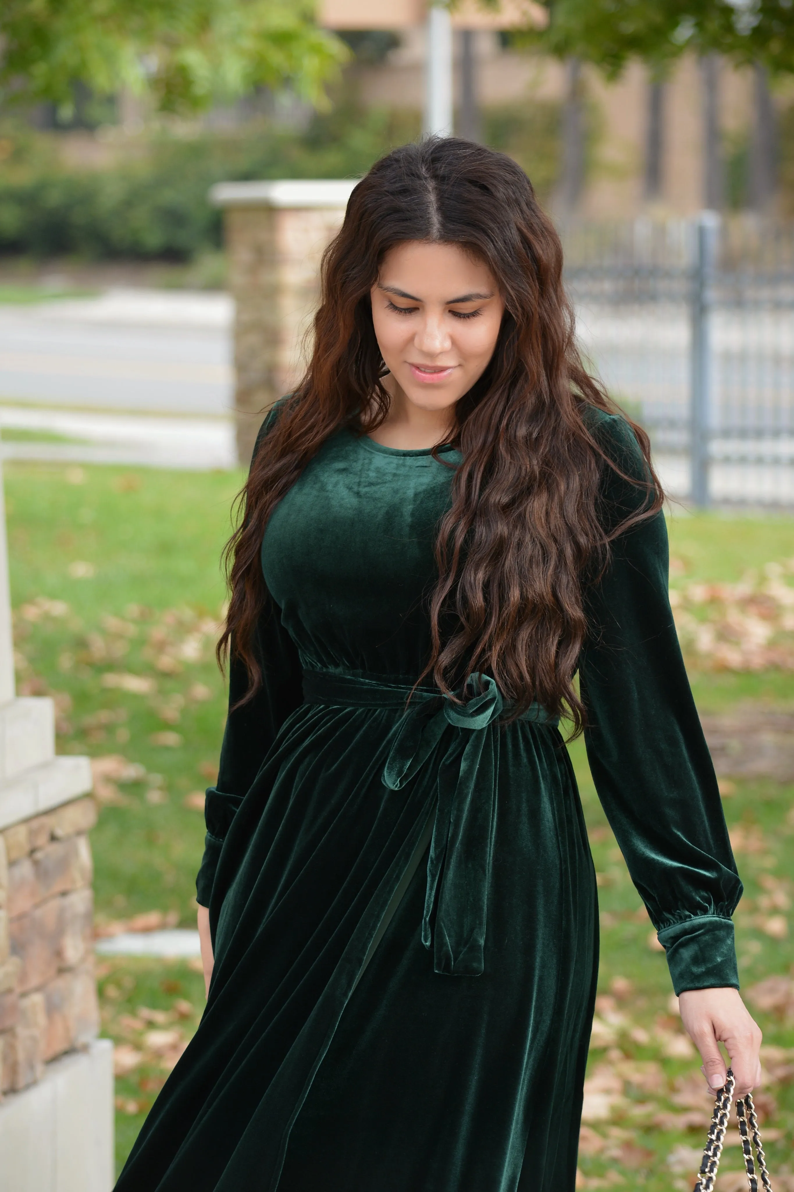 Cameo Emerald Green Velvet Maxi Dress