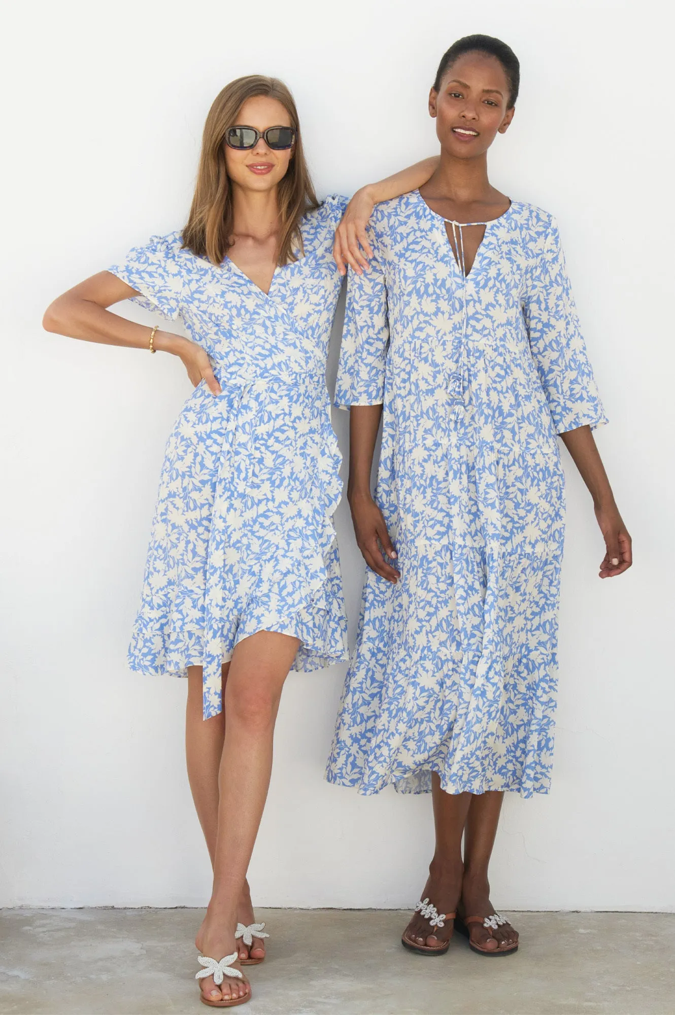 Chelsea EcoVero™ Wrap Dress | Pale Blue/White