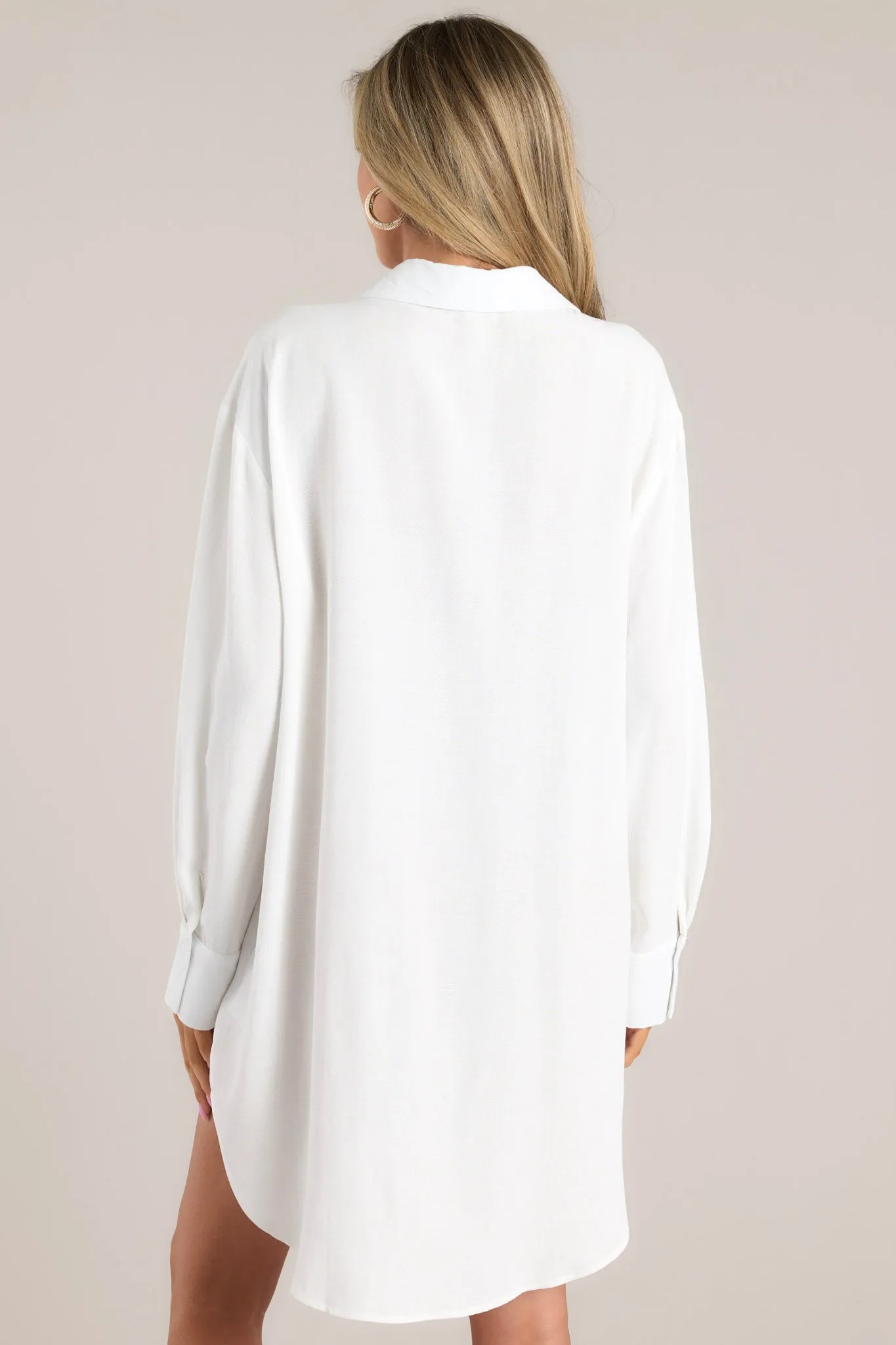 Chic Alternative White Button Front Shirt Dress