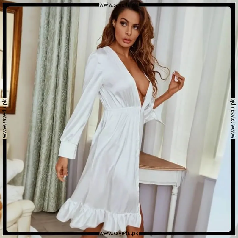 Chic Stylish White Robe and Panty Set