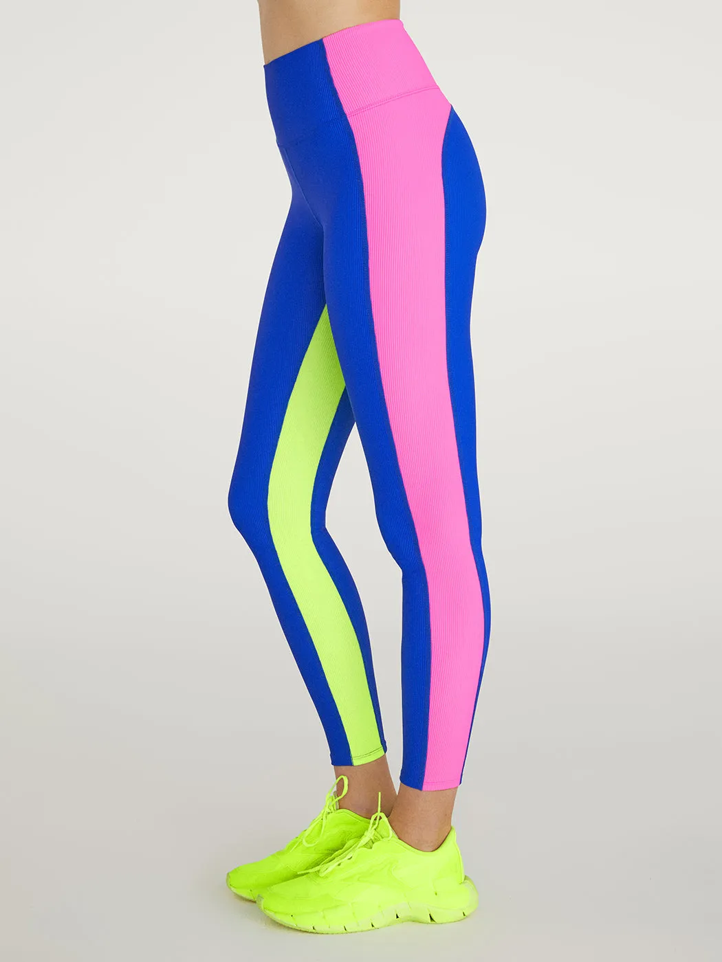 Colorblock Rib Leggings - Electric Beach Colorblock