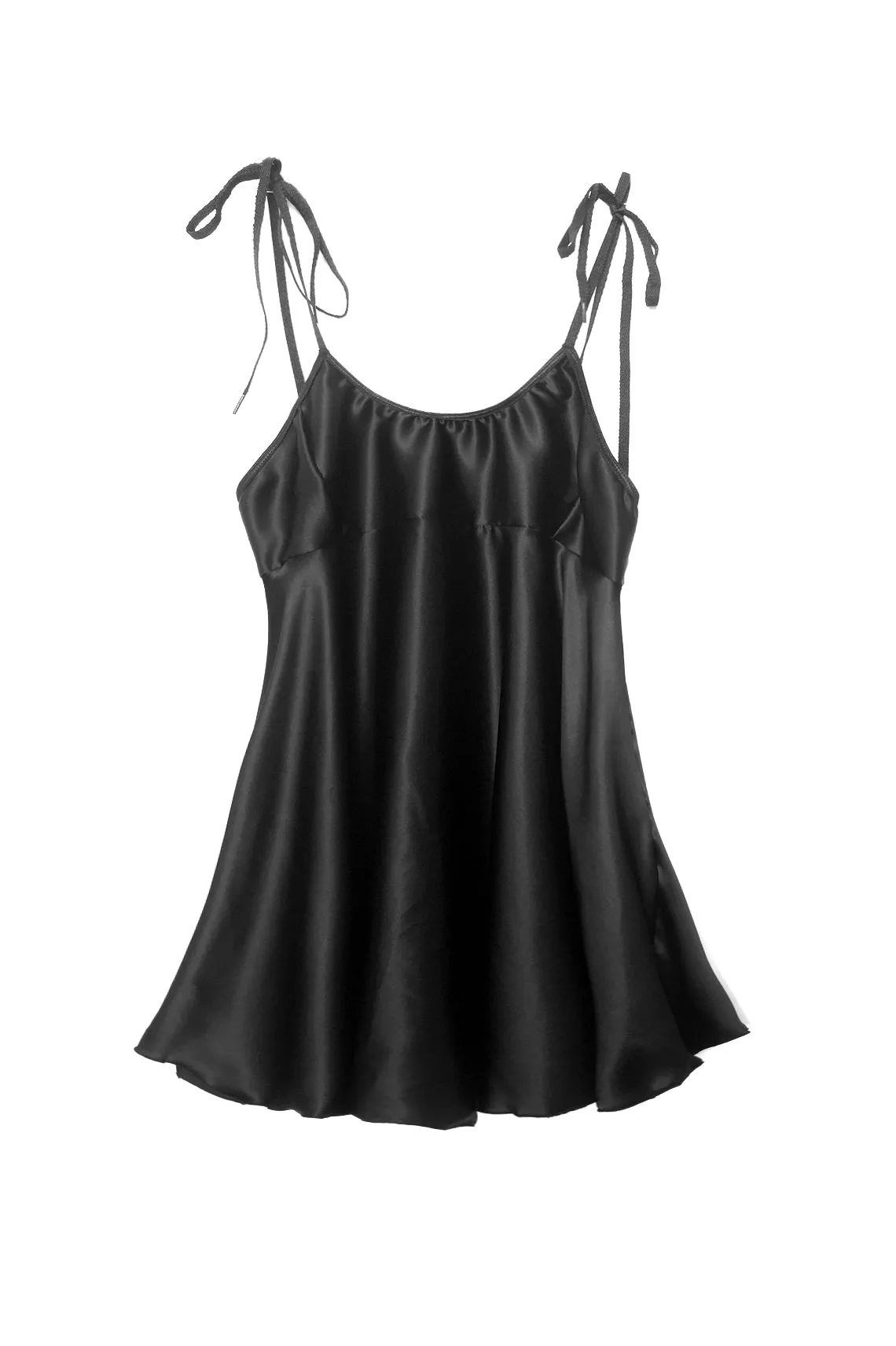 Contrarian Babydoll Slip Dress in Black Silk Charmeuse