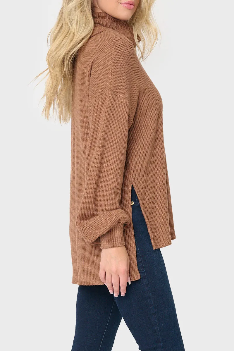 Cowl Neck Blouson Sleeve Soft Luxe Sweater